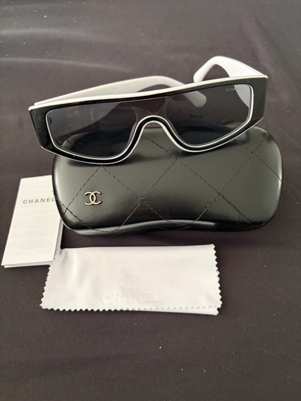 CC Black and White Oversized Shield Sunglasses